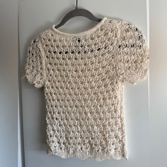 Divided Ivory Crochet Knit Top - Picture 3 of 13